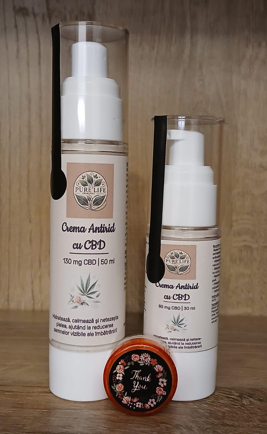 Cremă Antirid cu CBD & Acid Hialuronic – Hidratare, calmare, regenerare